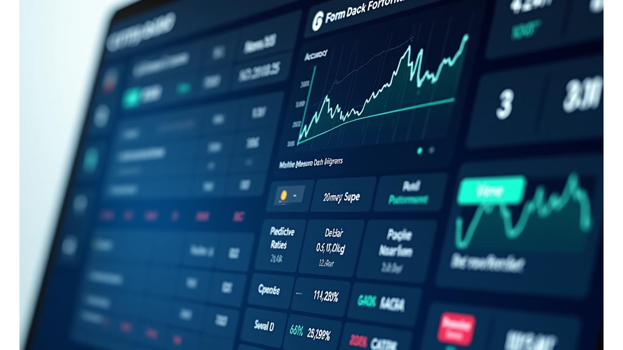 Performance dashboard showing crypto forecast accuracy metrics, graphs, and success rates