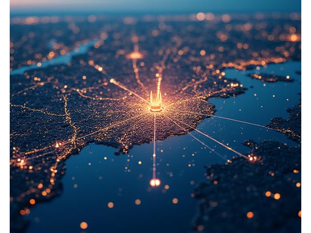A sophisticated map of Boston with glowing data points indicating NFT activity and blockchain events, overlaid with iconic Boston landmarks.