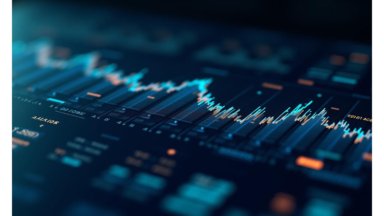 Sophisticated dashboard displaying real-time on-chain metrics with charts and data points, integrating Aster's brand colors.