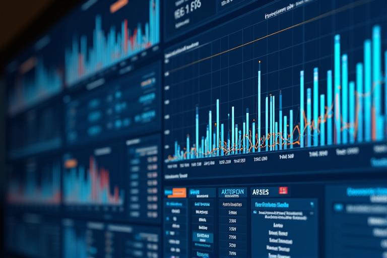 Complex financial analytics dashboard showing Sharpe ratio, Alpha, and Beta charts for crypto assets