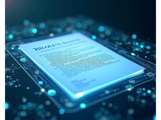 Digital representation of a legal document with a glowing blockchain network in the background, signifying transparent terms