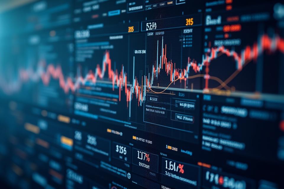 A visual representation of cryptocurrency news sentiment analysis, showing news articles aggregated with positive and negative sentiment indicators, and social media trend tracking alongside price charts.